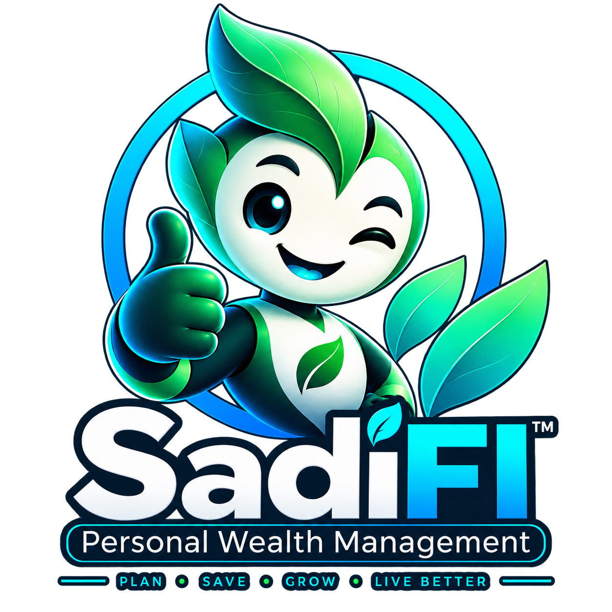 SadiFI’s smiling green mascot giving a thumbs-up